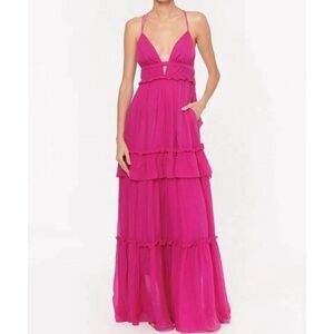 CAMI NYC Doris Chiffon Dhalia pink maxi dress 0 NWT $485